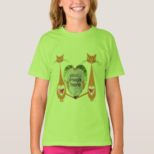 Camiseta Diseño personalizado editable Cat Love Heart