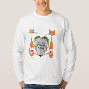 Camiseta Diseño personalizado editable Cat Love Heart