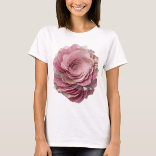 Camiseta Diseño personalizado Rosa Rosa Plateada Brillante