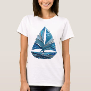Camiseta Diseño personalizado Velero de hielo azul plata cl