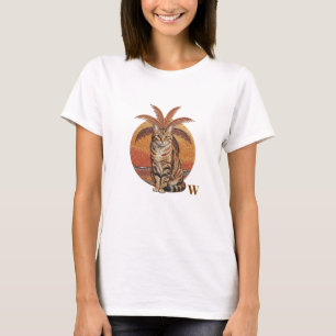 Camiseta "Diseño personalizado 'W' Bordado Gato y puesta de