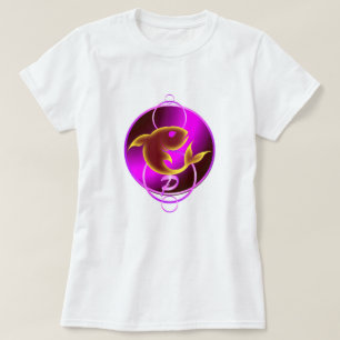Camiseta Diseño Piscis Púrpura de Rótulo Zodiac