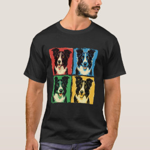 Camiseta Diseño Pop Art de Border Collie Arte Vibrante y Ar
