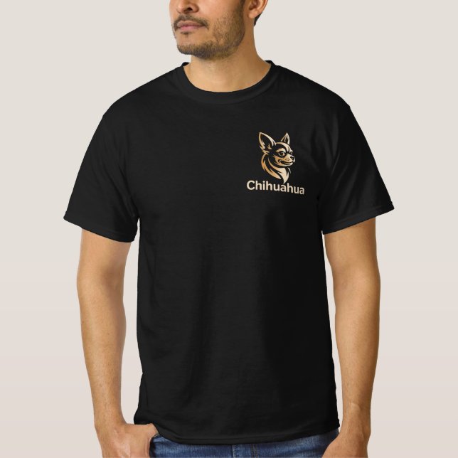 Camiseta Diseño Premium de Chihuahua en Dorado (Anverso)