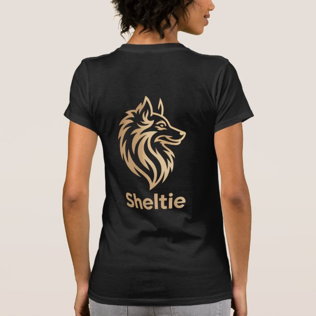 Camiseta Diseño Premium de Sheltie en Dorado (Reverso)
