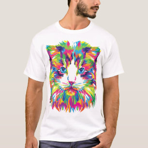 Camiseta Diseño puramente geométrico de cara de gato-32453