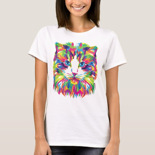 Camiseta Diseño puramente geométrico de cara de gato-32453 (Anverso)