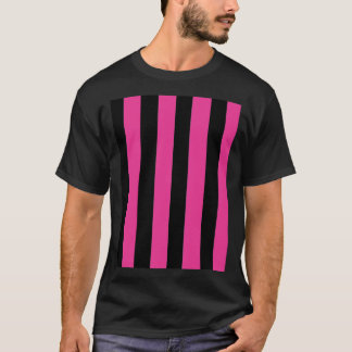 Camiseta Diseño rayado vertical negro y rosa