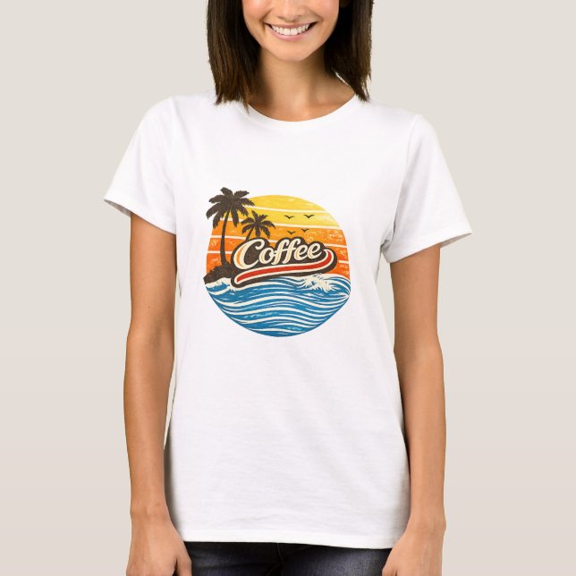 Camiseta Diseño Retro Atardecer Café (Anverso)