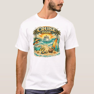Camiseta Diseño Retro Atardecer Crucero 2026 | Coordinado