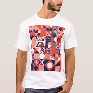 Camiseta Diseño retro Bauhaus, geométrico colorido.