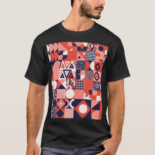 Camiseta Diseño retro Bauhaus, geométrico colorido.