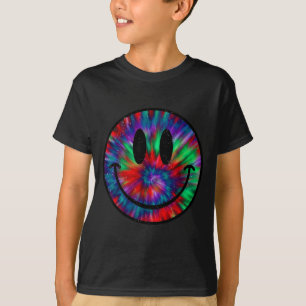 Camiseta Diseño retro de cara sonriente de teñido de nudos 