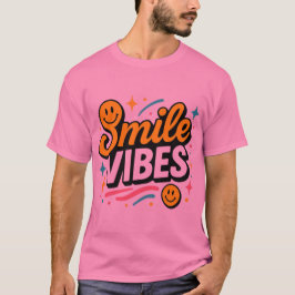 Camiseta Diseño Retro de Cara Sonriente Vibes Sonrientes