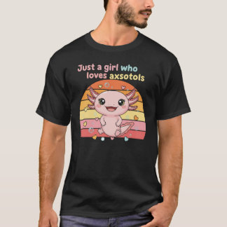 Camiseta Diseño Retro de Chica Axolotl Lindo