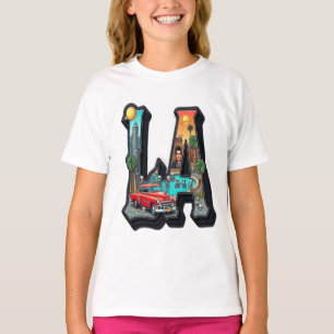 Camiseta Diseño Retro de Coches y Esqueletos de Los Ángeles