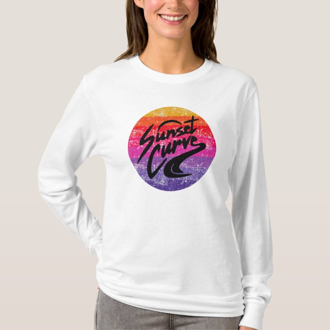 Camiseta Diseño retro de curva de atardecer (Anverso)