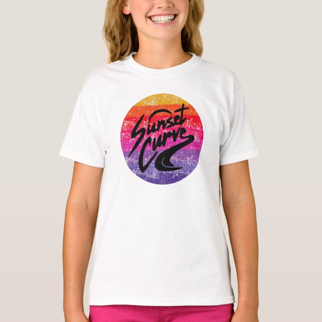 Camiseta Diseño retro de curva de atardecer (Anverso)