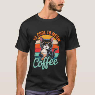 Camiseta Diseño Retro de Gato Amante del Café para Madres d