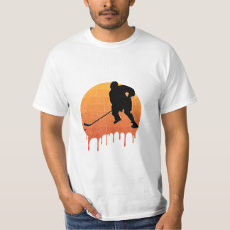 Camiseta Diseño Retro de Hockey en Puesta de Sol