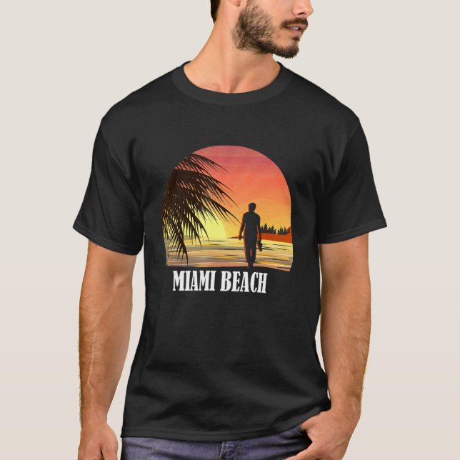 Camiseta Diseño retro de Miami Beach Fl 70 (Anverso)