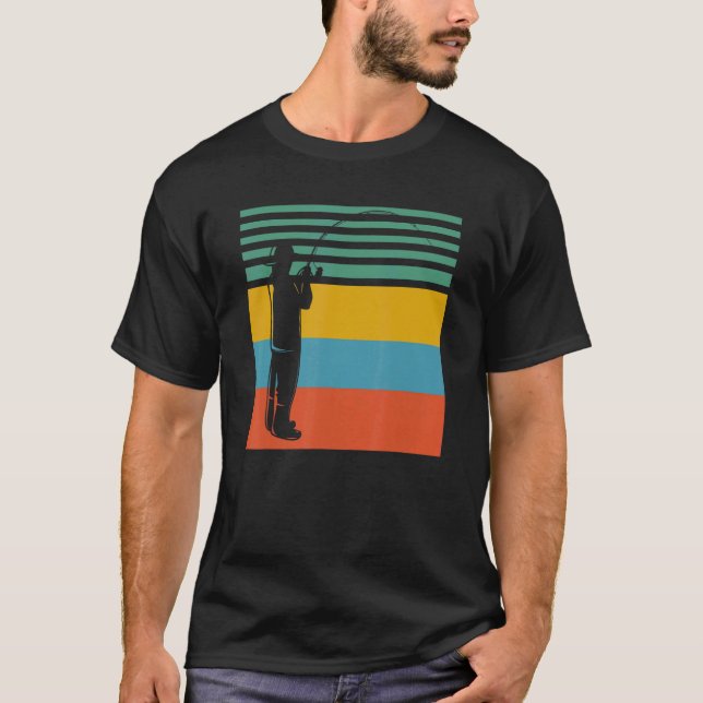 Camiseta Diseño retro de pescado de pesca (Anverso)