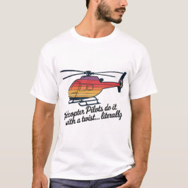 Camiseta Diseño Retro de Piloto de Helicóptero con Franjas