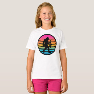 Camiseta Diseño Retro de Puesta de Sol Bigfoot Saxofón Chic