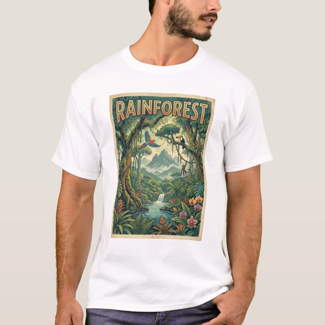 Camiseta diseño retro de selva tropical (Anverso)