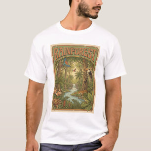 Camiseta diseño retro de selva tropical