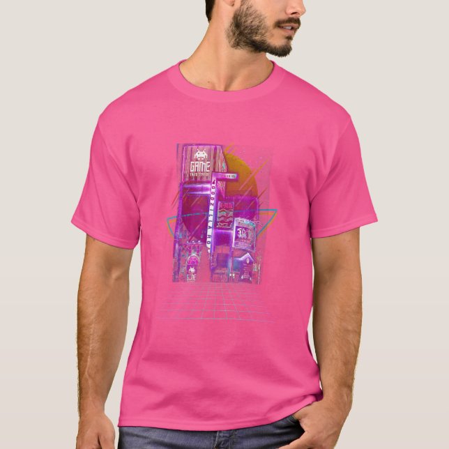 Camiseta Diseño retro de vaporwave Synth 80er (Anverso)