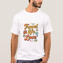 Camiseta Diseño Retro de Viaje Vida Amor