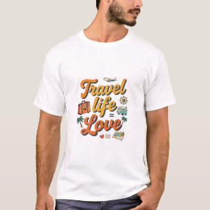 Camiseta Diseño Retro de Viaje Vida Amor