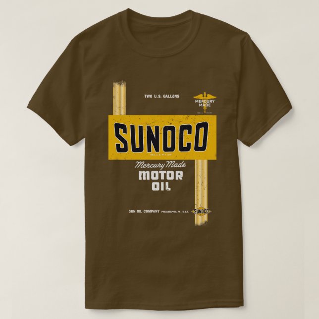Camiseta Diseño retro del aceite del motor del sunoco (Diseño del anverso)