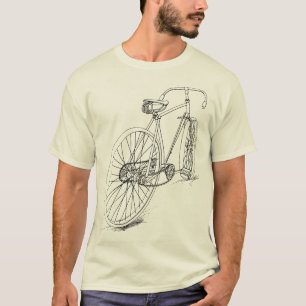 Camiseta Diseño retro del dibujo de la bicicleta en negro