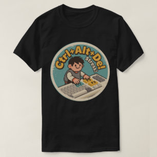 Camiseta Diseño Retro Divertido de Estrés Ctrl+Alt+Supr Ant