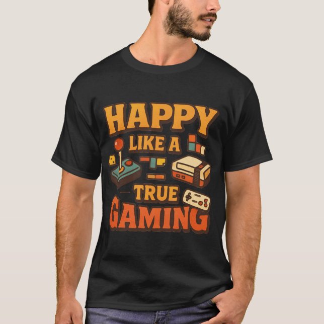 Camiseta Diseño Retro Gamer de Verdadera Felicidad (Anverso)