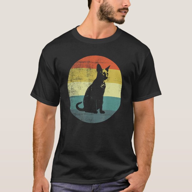 Camiseta Diseño Retro Gato Peterbald (Anverso)