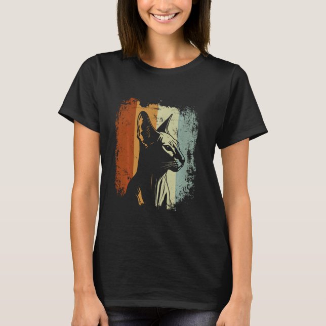 Camiseta Diseño Retro Gato Peterbald (Anverso)