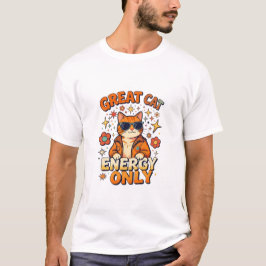 Camiseta Diseño Retro Genial de Gato con Energía Groovy