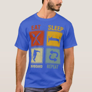 Camiseta Diseño Retro Para Snowboarder Comiendo Sleep Snowb