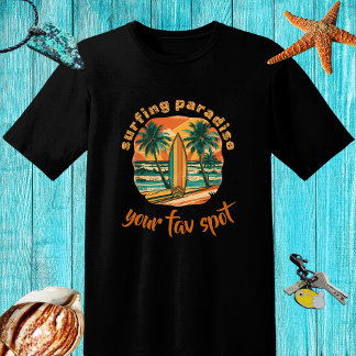 Camiseta Diseño retro 'Paraíso de Surf' y nombre de sitio