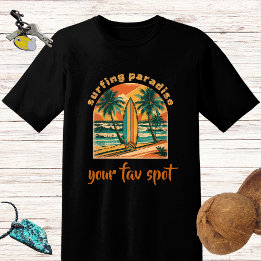 Camiseta Diseño retro 'Paraíso de Surf' y nombre de sitio