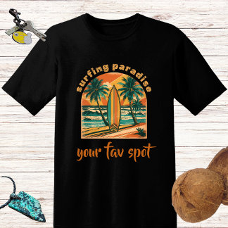Camiseta Diseño retro 'Paraíso de Surf' y nombre de sitio