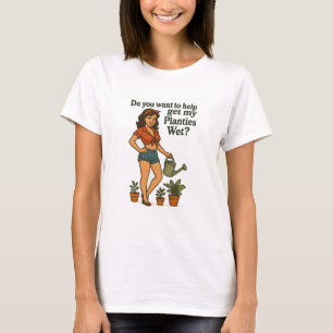Camiseta Diseño Retro Pin-Up Planties Pun para jardineros