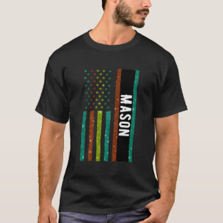 Camiseta Diseño retro retro de mason negro negrita