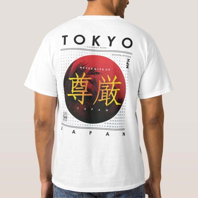 Camiseta Diseño retro vintage de Tokio (Reverso)