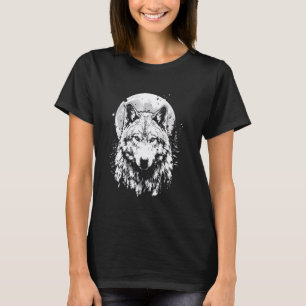 Camiseta Diseño retro Wolf Moon Gray Howling angustiado