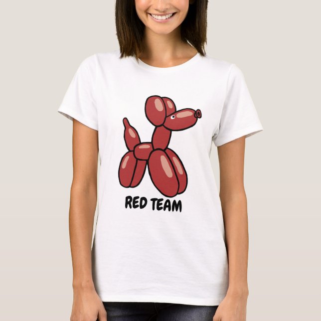 Camiseta Diseño rojo del perro del globo de la diversión (Anverso)
