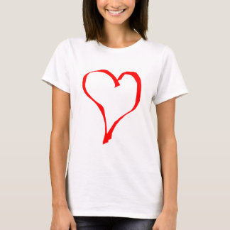 Camiseta Diseño rojo y blanco del corazón del amor